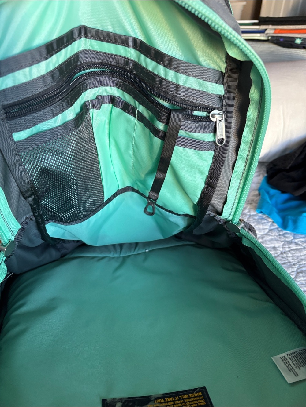 The North Face Gray Backpack with Mint Accents - Picture 4 of 13